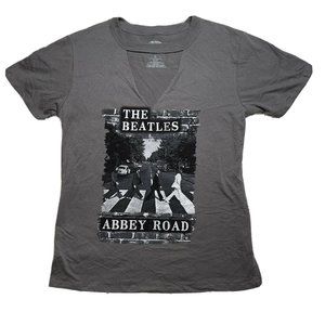 Beatles shirt Small gray Abbey Road Grey Short Sleeve Tshirt top cutout band